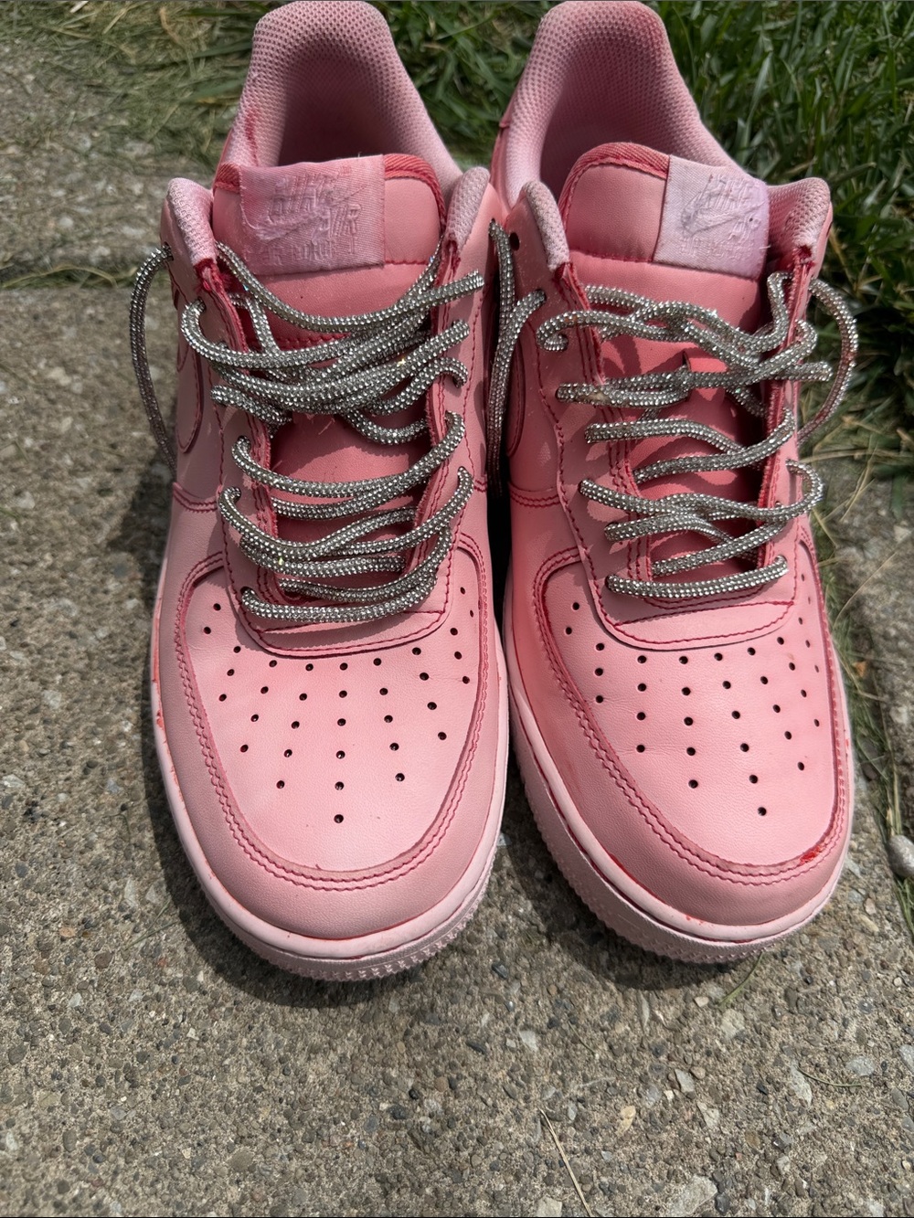Nike Women’s Pink Air Force 1’s with Bling strings